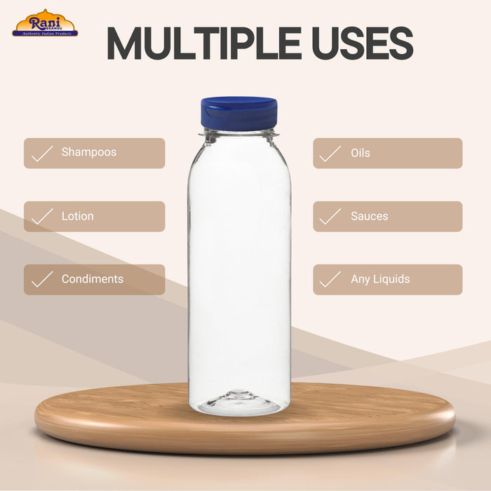 Rani Clear Plastic Bottles | 8oz PET Bottle with Flip-top Caps | BPA - FREE | Home & Commercial Use, Containers for Sauces, Condiments, Shampoo, Lotion, Sanitizer | Made in USA - Pack of 12