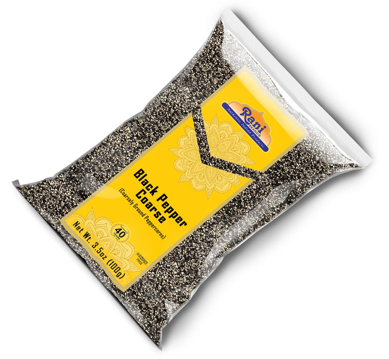 Rani Black Pepper Coarse Ground 28 Mesh (Table Grind), 3.5oz (100g) ~ Gluten Friendly | Non-GMO | Kosher | Natural