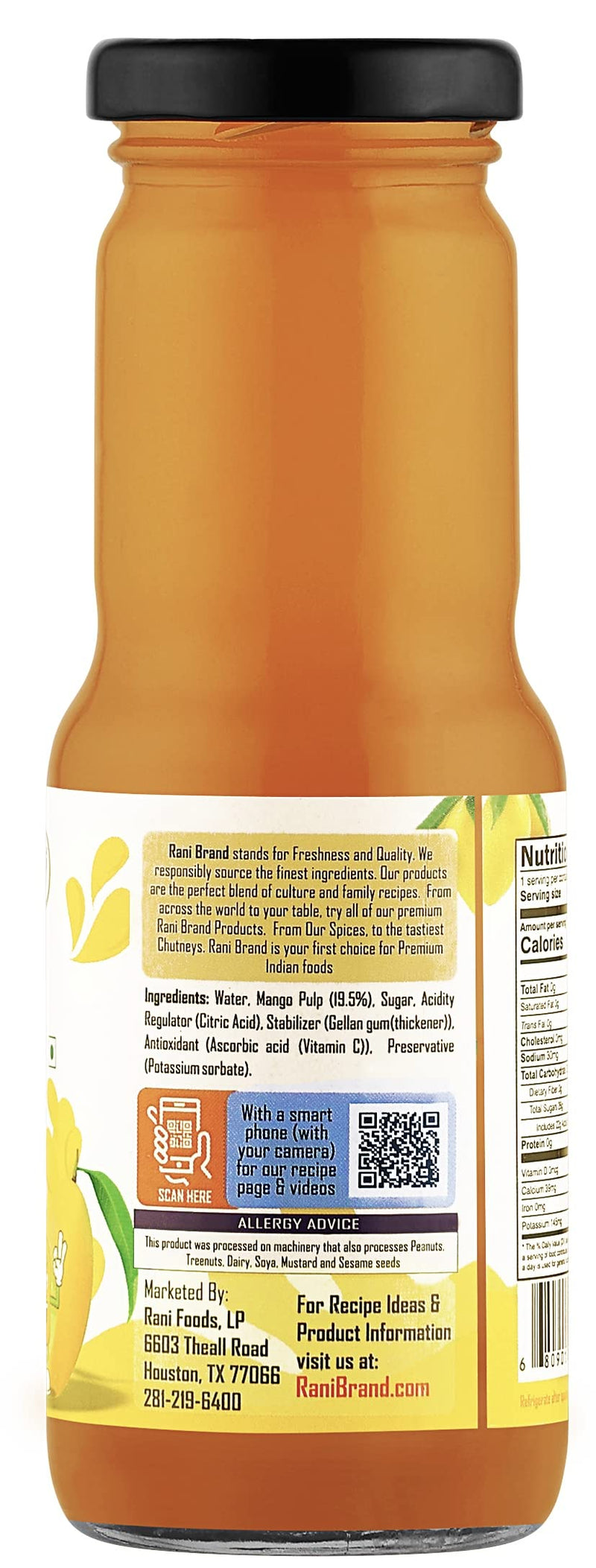 Rani Mango Juice 6.7 fl oz (200 ml) Glass Bottle, Pack of 2 ~ Indian Fruit Beverage | Vegan | Gluten Free | NON-GMO | Indian Origin