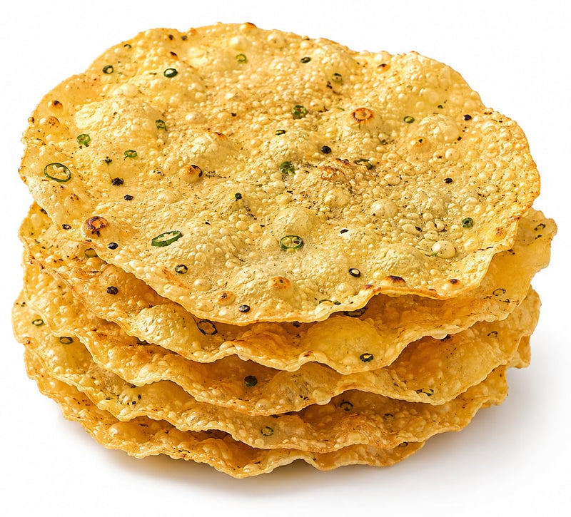 Rani Pappadums (Indian Lentil Wafer Snack) Green Chilli Papad 7oz (200g) Approximately 15pc, 7 inches, Pack of 2 ~ All Natural | Gluten Friendly | NON-GMO | Vegan | Indian Origin