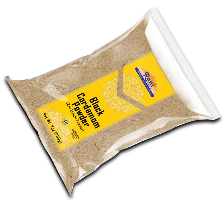 Rani Black Cardamom Powder (Kali Elachi) Indian Spice 7oz (200g) ~ All Natural | Vegan | Gluten Friendly | NON-GMO | Kosher | Indian Origin | Smokey, Tsaoko, Cao Guo, Bach Dan Khau, Badi