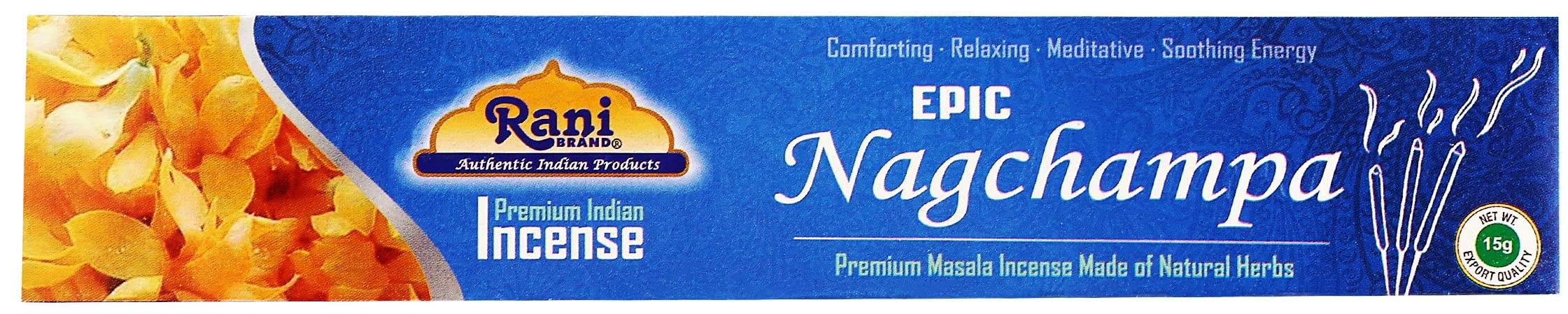 Rani Epic Nagchampa Incense (Premium Masala Incense Made of Natural Herbs) 15g x 10 Packets ~ Total of 100 Incense sticks | For Puja Purposes | Indian Origin