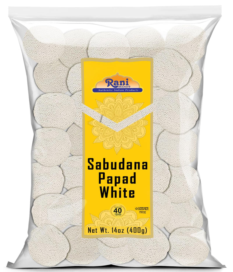 Rani Sabudana (Sago) Papad White 14oz (400g) ~ All Natural, No Preservatives | Vegan | Gluten Friendly | NON-GMO | Kosher | Indian Origin
