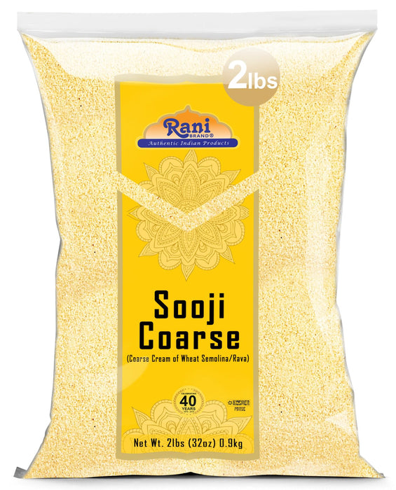 Rani Sooji Coarse (Farina, Suji, Rava, Rawa, Wheat Semolina) Flour, 32oz (2lbs) 908g ~ All Natural | Vegan | NON-GMO | Kosher | Indian Origin