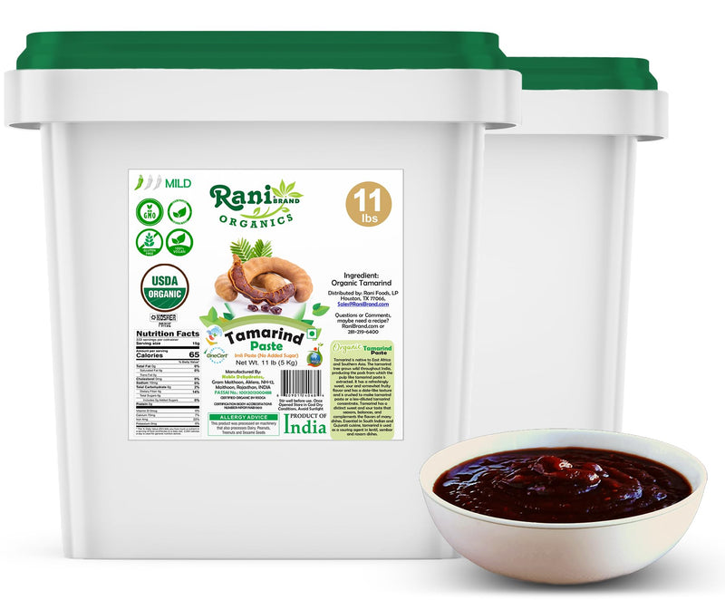 Rani Organic Tamarind Paste (Imli Paste) 176oz (11lbs) 5kg Bulk, No Sugar Added ~ All Natural | Vegan | Gluten Free | No Colors | NON-GMO | Kosher | Indian Origin | USDA Certified Organic