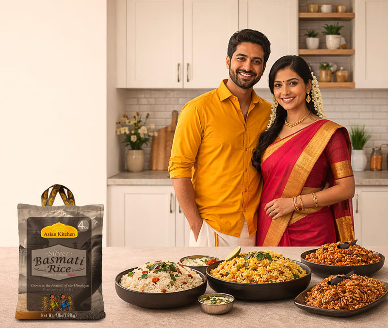 Asian Kitchen Silver White Basmati Rice Aged, 4 Pound (4lbs, 1.81kg) ~ All Natural | Gluten Friendly | Vegan | Indian Origin | Export Quality