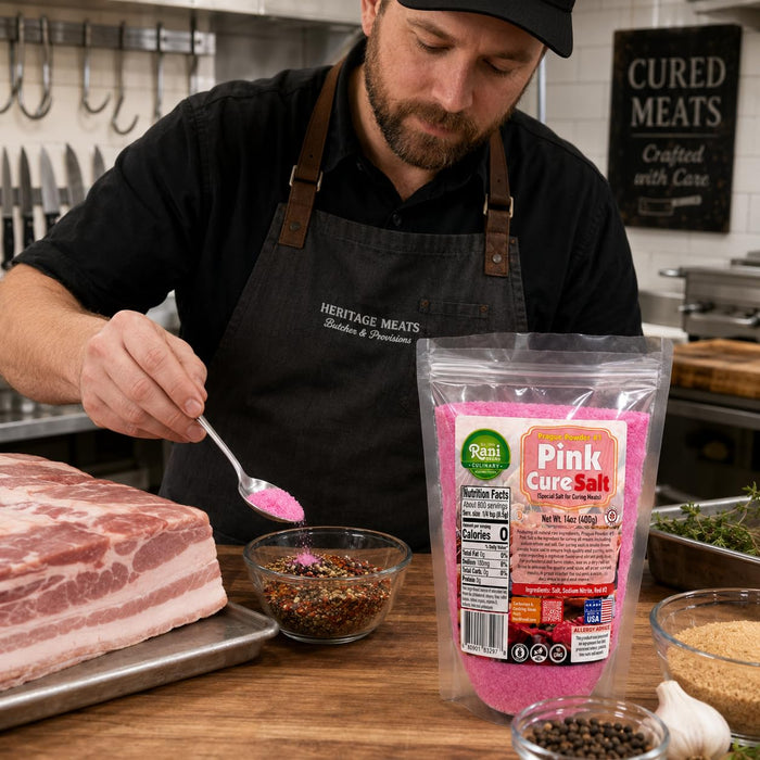 Rani Pink Cure Salt (Special Salt for Curing Meats) 14oz (400g) ~ Gluten Free | NON-GMO | Kosher | Vegan | Product of USA