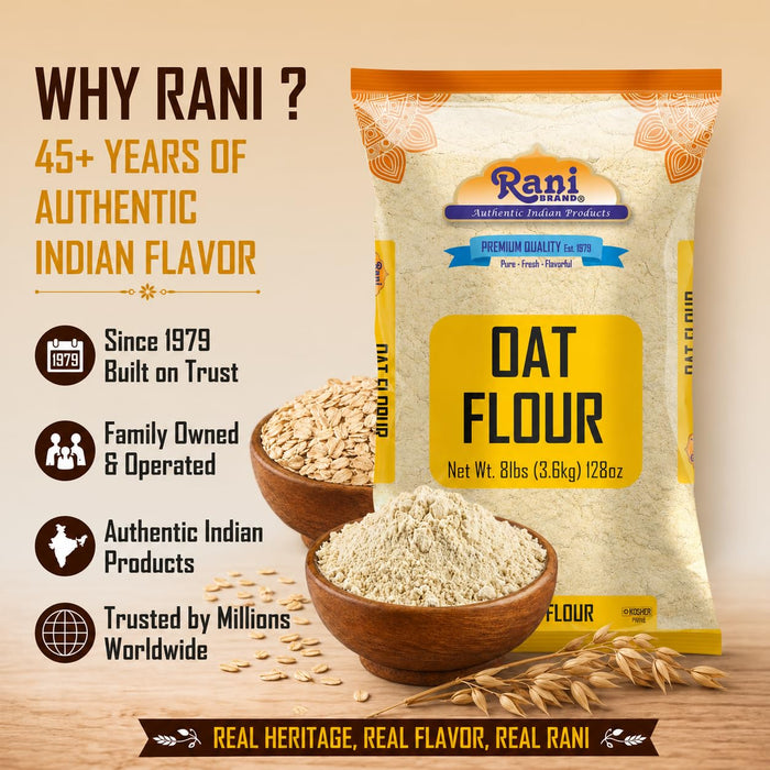 Rani Oat Flour 128oz (8lbs) 3.63kg Bulk ~ All Natural | Gluten Free | NON-GMO | Kosher | Vegan | Product of USA