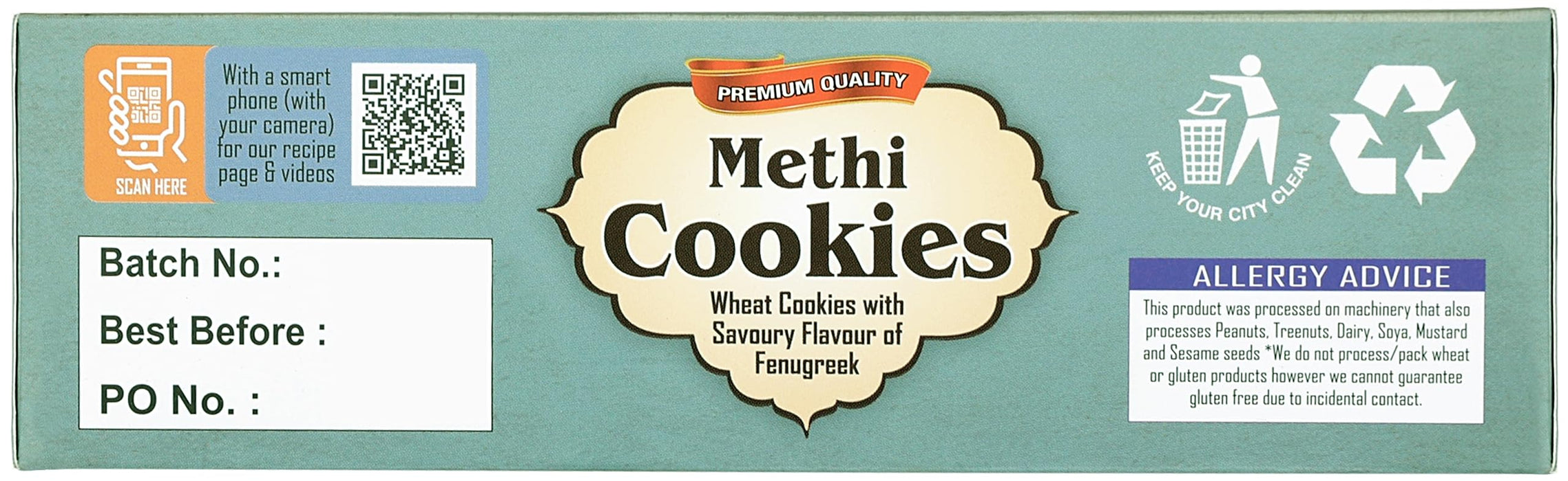 Rani Methi Cookies (Wheat Cookies with Savoury Flavour of Fenugreek) 14oz (400g) Pack of 3+1 FREE, Premium Quality Indian Cookies ~ All Natural | Vegan | Non-GMO | Indian Origin