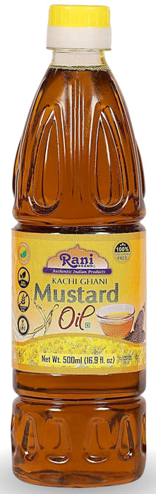 Rani Mustard Oil (Kachi Ghani) 16.9 Ounce (500ml) NON-GMO| Kosher | Gluten Free | Vegan | 100% Natural
