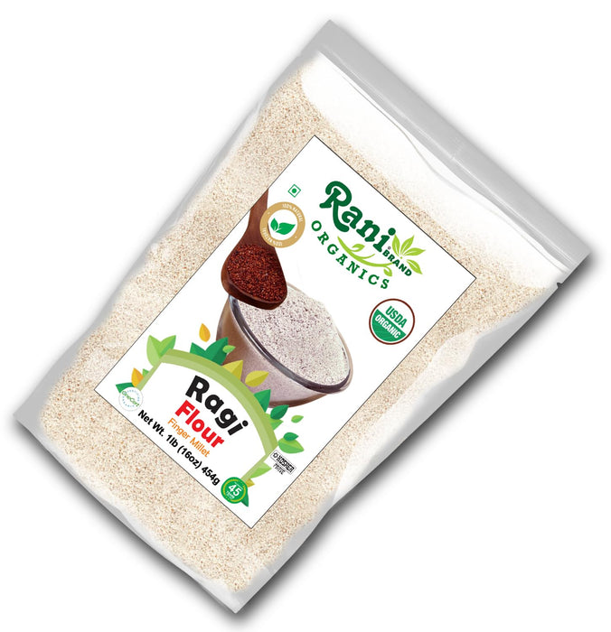 Rani Organic Ragi (Finger Millet) Flour 16oz (1lb) 454g ~ All Natural | Vegan | Gluten Friendly | NON-GMO | Indian Origin | USDA Certified Organic