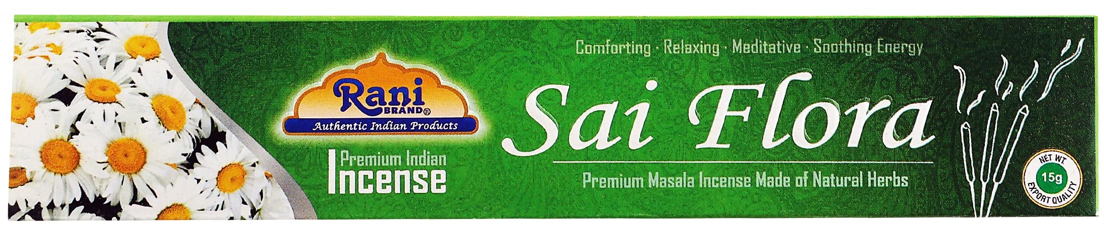 Rani Sai Flora Incense (Premium Masala Incense Made of Natural Herbs) 15g x 10 Packets ~ Total of 100 Incense sticks | For Puja Purposes | Indian Origin