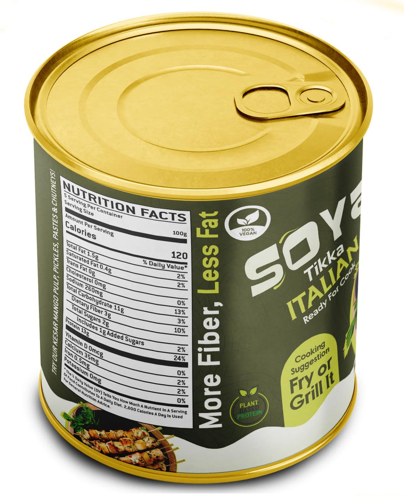 Rani Soya Tikka Italian 30oz (1.875lbs) 850g, Pack of 2, Ready for Cook ~ Easy Open Lid | All Natural | Vegan | No Colors | NON-GMO | Kosher | Indian Origin | Soy Based Meat Substitute