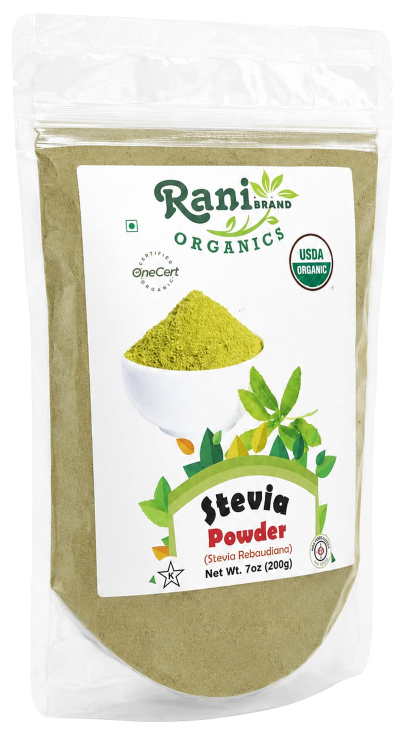 Rani Organic Stevia Powder (Stevia Rebaudiana) 7oz (200g) ~ All Natural | Vegan | Gluten Friendly | Non-GMO | Indian Origin | USDA Certified Organic