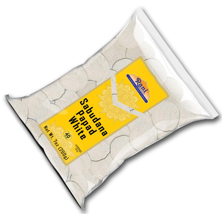 Rani Sabudana (Sago) Papad White 7oz (200g) ~ All Natural, No Preservatives | Vegan | Gluten Friendly | Kosher | NON-GMO | Indian Origin