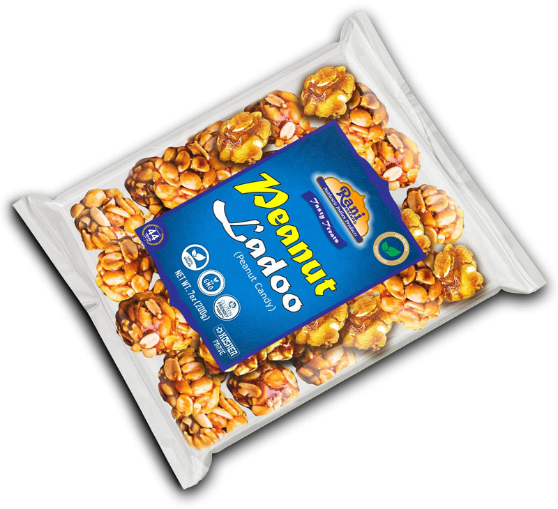 Rani Peanut Ladoo (Round Peanut Brittle Candy) 7oz (200g) x Pack of 10 ~ All Natural | Vegan | Kosher | No Colors | Gluten Friendly | Indian Origin