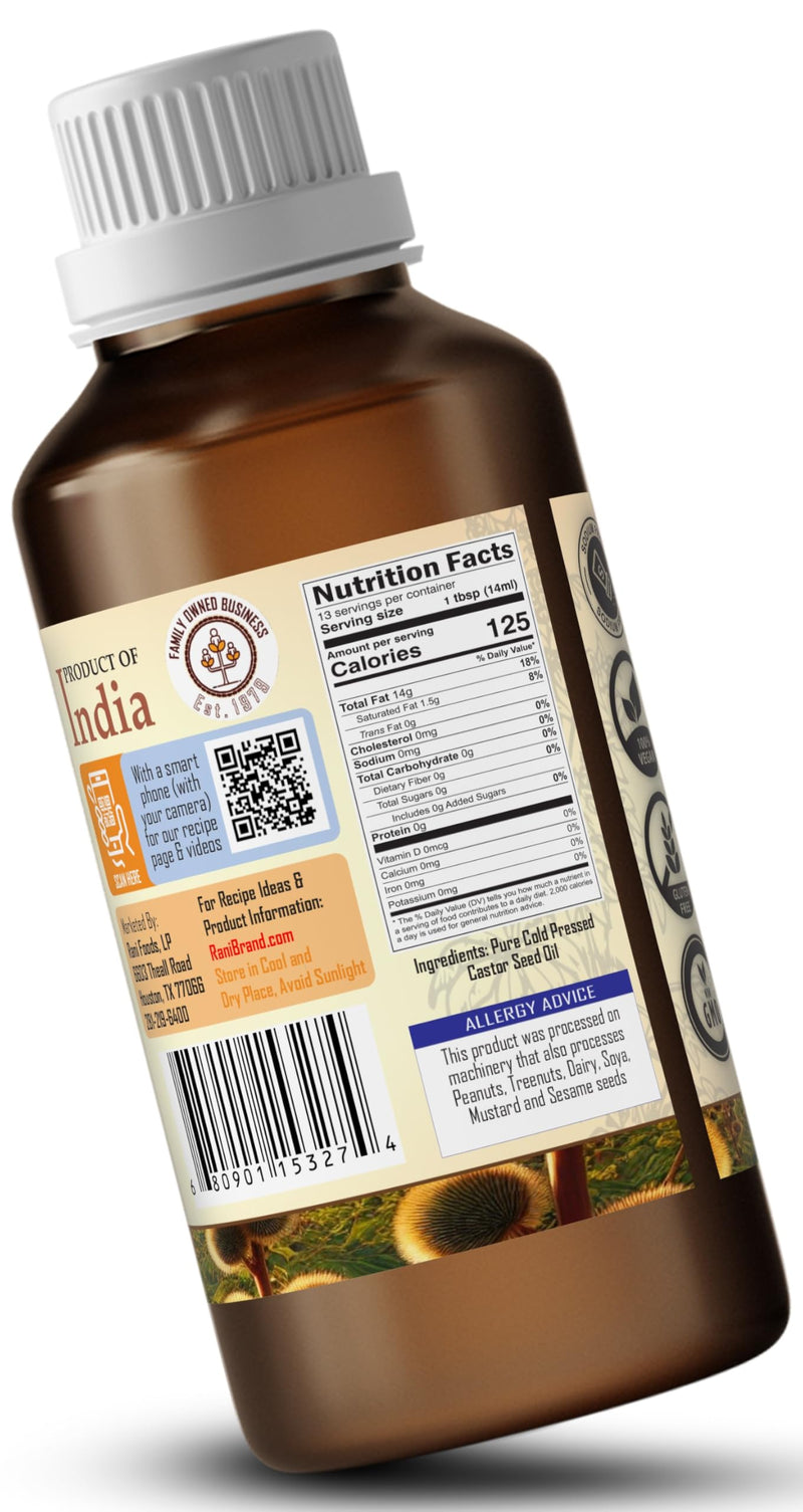 Rani Castor Oil 6.76 Ounce (200ml) Cold Pressed | 100% Natural | NON-GMO | Kosher | Vegan | Gluten Free | Indian Origin