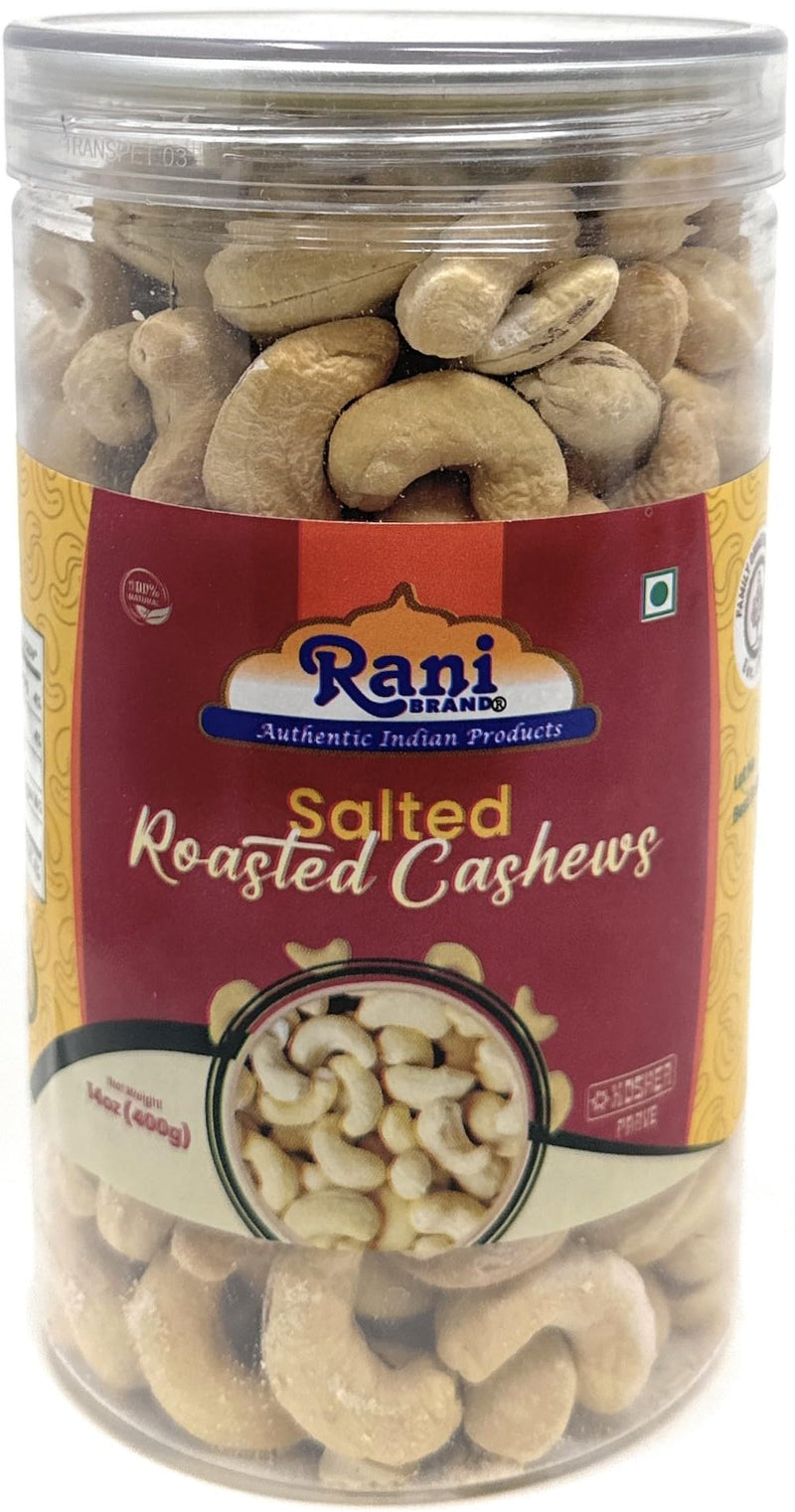 Rani Salted Roasted Cashews 14oz (400g) PET Jar, Pack of 6, Non-Fried, Oil Free ~ All Natural | Vegan | Gluten Friendly | NON-GMO | Kosher | Air Roasted, Crunchy & Flavorful