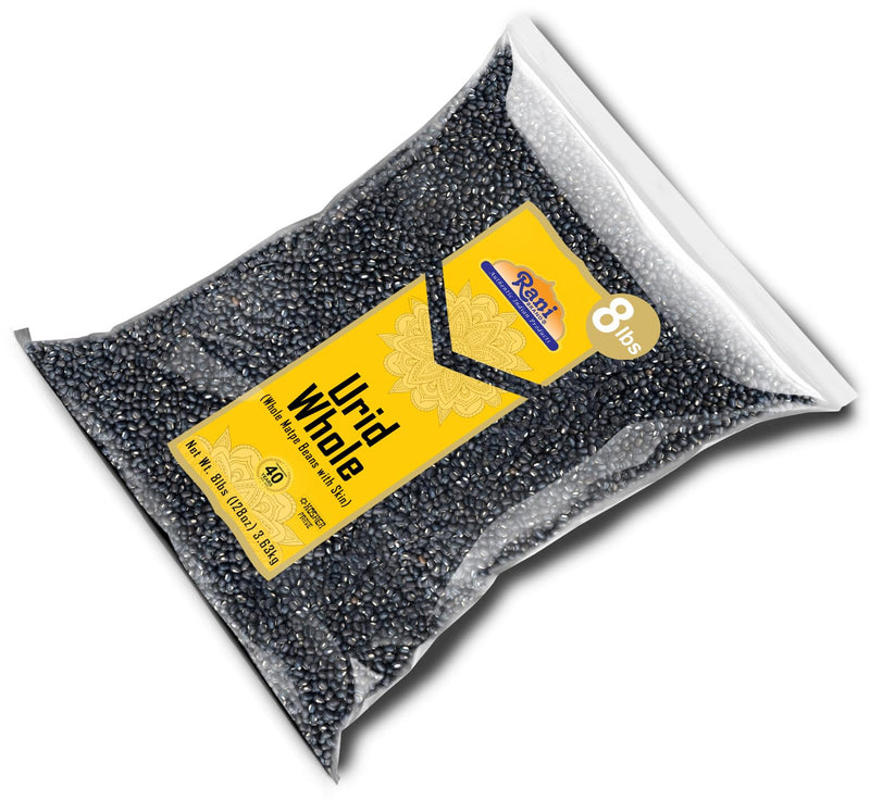 Rani Urid / Urad Whole Black (Matpe Beans) Lentils, 128oz (8lbs) 3.6kg Bulk ~ All Natural | Gluten Friendly | NON-GMO | Kosher | Vegan | Indian Origin