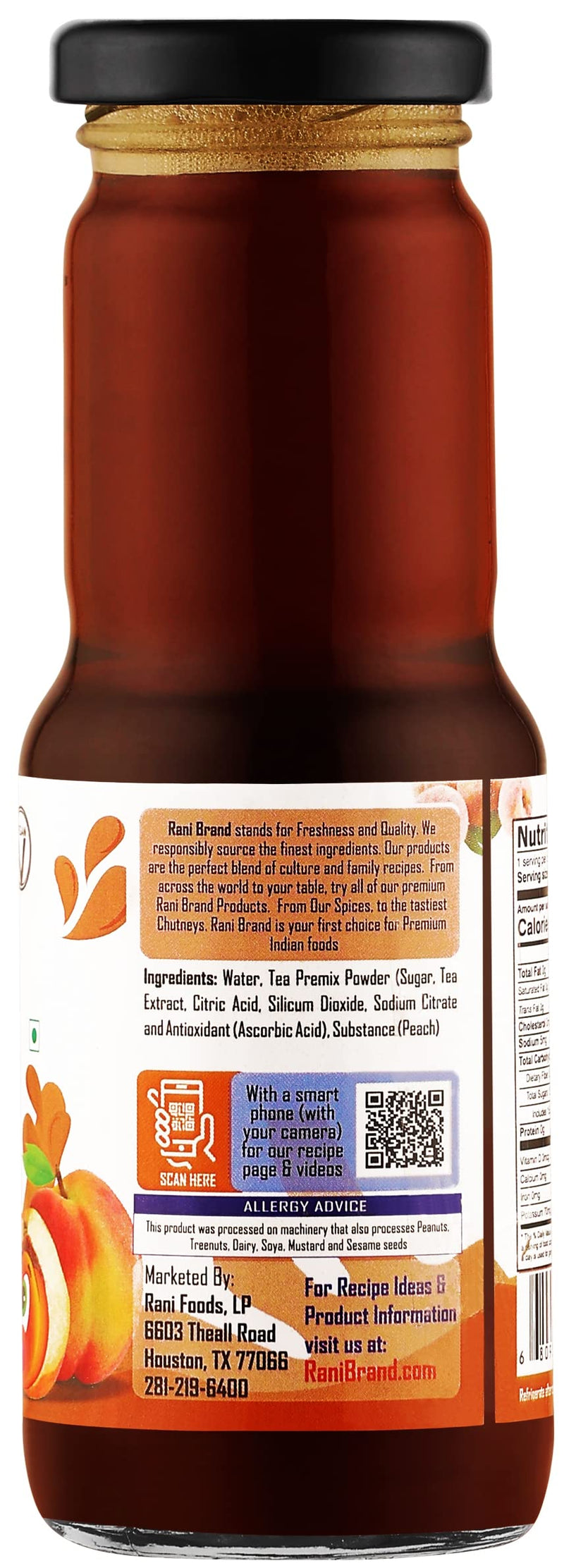 Rani Peach Tea 6.7 fl oz (200 ml) Glass Bottle, Pack of 2 ~ Indian Fruit Beverage | Vegan | Gluten Free | NON-GMO | Indian Origin
