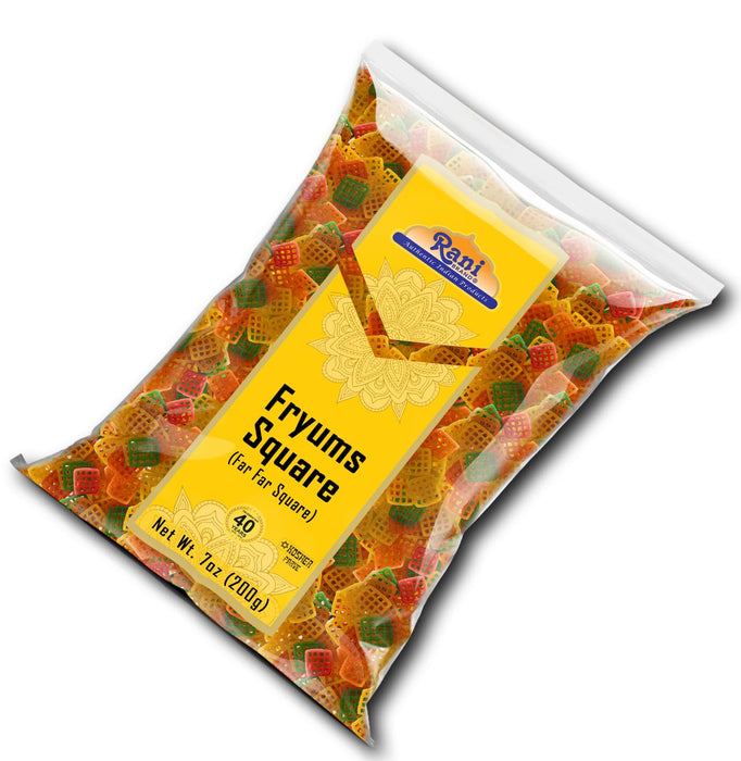 Rani Far Far / Fryums (Wheat & Tapioca Pellet) Square Shape 7oz (200gm) ~ Vegan, Kosher,  Uncooked, Used to make papad / chip snack