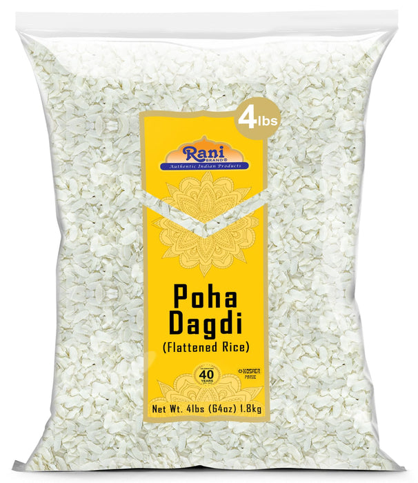 Rani Poha (Powa) Extra Thick Dagadi-Cut (Flattened Rice) 64oz (4lbs) 1.81kg Bulk ~ All Natural, Salt-Free | Vegan | Kosher | No Colors | Gluten Friendly | Indian Origin