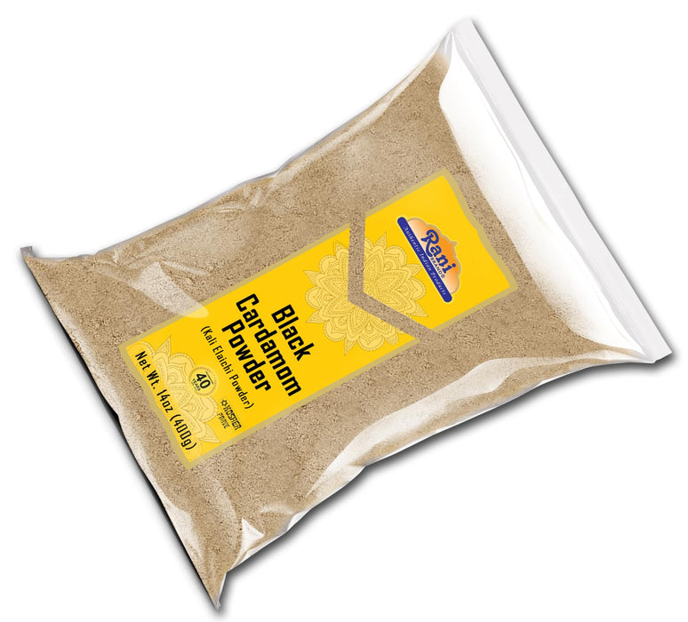 Rani Black Cardamom Powder (Kali Elachi) Indian Spice 14oz (400g) ~ All Natural | Vegan | Gluten Friendly | NON-GMO | Kosher | Indian Origin | Smokey, Tsaoko, Cao Guo, Bach Dan Khau, Badi