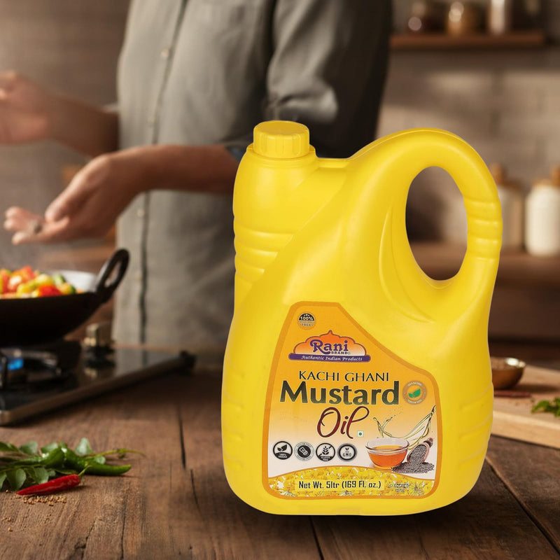 Rani Mustard Oil (Kachi Ghani) 169 Ounce (5 Liter) NON-GMO | Gluten Free | Kosher | Vegan | 100% Natural