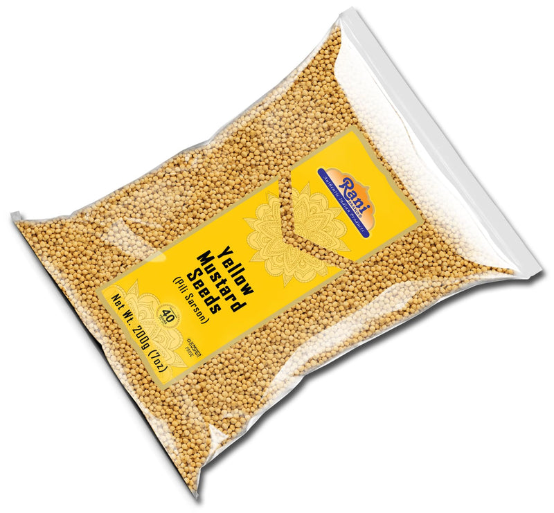 Rani Yellow Mustard Seeds Whole Spice 7oz (200g) ~ Ideal for Pickling, Dressing and Making Ground Mustard for Cooking, All Natural | Vegan | Gluten Friendly | NON-GMO | Kosher | Indian Origin