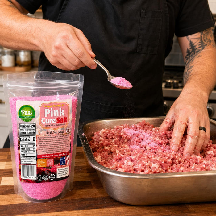 Rani Pink Cure Salt (Special Salt for Curing Meats) 14oz (400g) ~ Gluten Free | NON-GMO | Kosher | Vegan | Product of USA