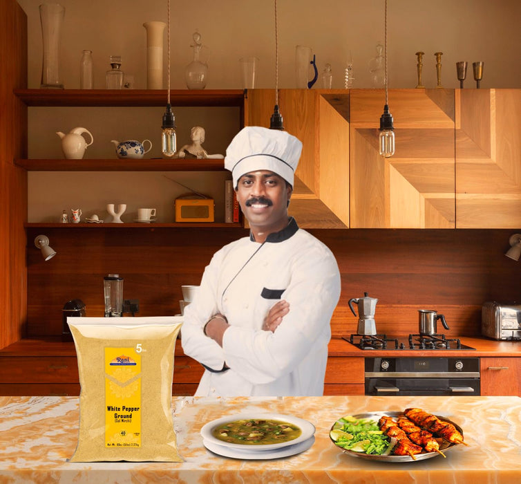 Rani White Pepper (Gol Mirch), Ground Spice 80oz (5lbs) 2.27kg Bulk ~ All Natural | Vegan | Gluten Friendly | NON-GMO | Kosher | Indian Origin