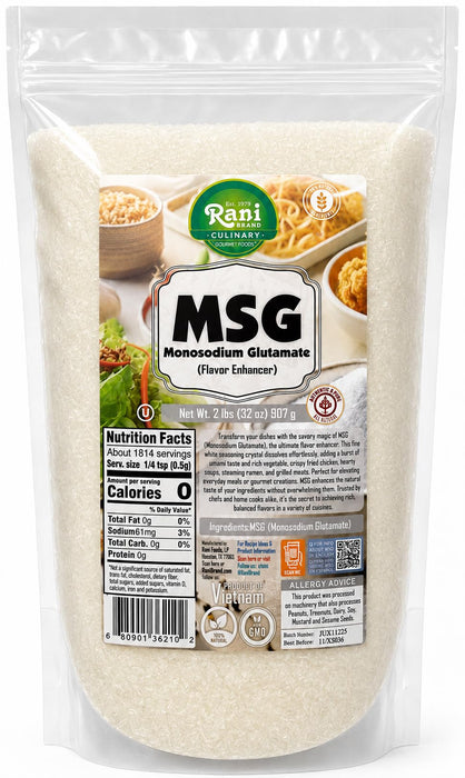 Rani MSG (Monosodium Glutamate) 32oz (2lbs) 908g ~ Gluten Free | NON-GMO | Kosher | Vegan | Product of Vietnam