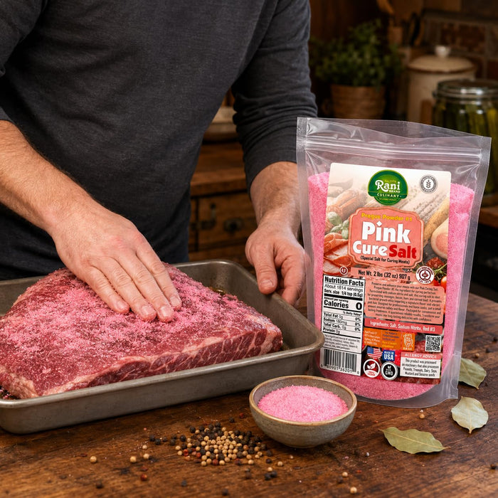Rani Pink Cure Salt (Special Salt for Curing Meats) 32oz (2lbs) 908g ~ Gluten Free | NON-GMO | Kosher | Vegan | Product of USA
