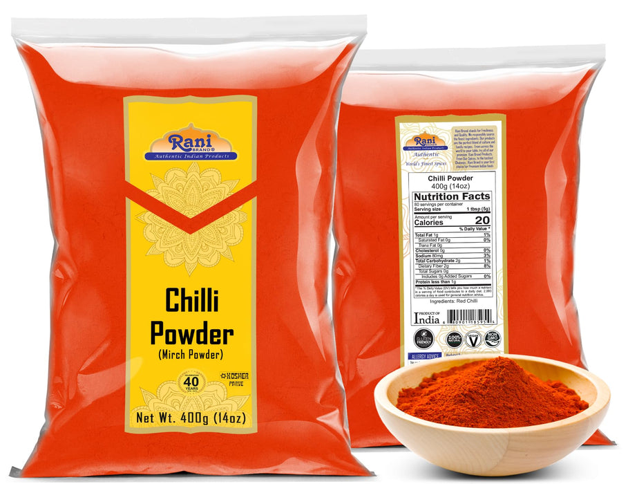 Rani Chilli Powder (Mirchi) Ground Indian Spice 14oz (400g) ~ All Natural, Salt-Free | Vegan | No Colors | Gluten Friendly | NON-GMO | Kosher | Indian Origin
