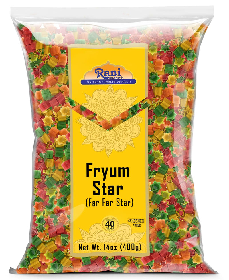 Rani Far Far / Fryums (Wheat & Tapioca Pellet) Star Shape 14oz (400g) ~ Vegan, Kosher, Uncooked, Used to Make Papad, Bhungra / Chip Snack