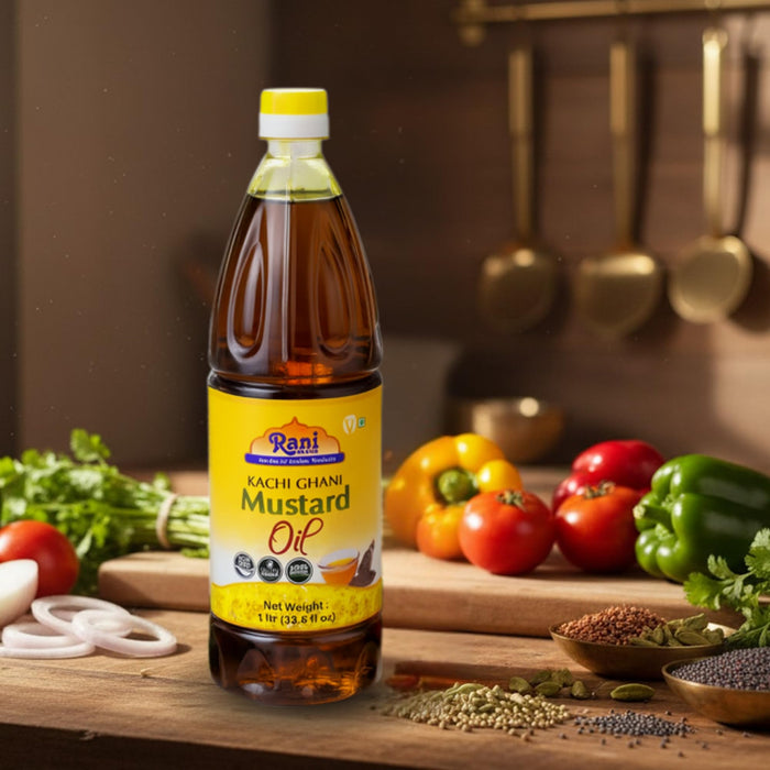 Rani Mustard Oil (Kachi Ghani) 33.8 Ounce (1 Liter) NON-GMO | Gluten Free | Vegan | 100% Natural