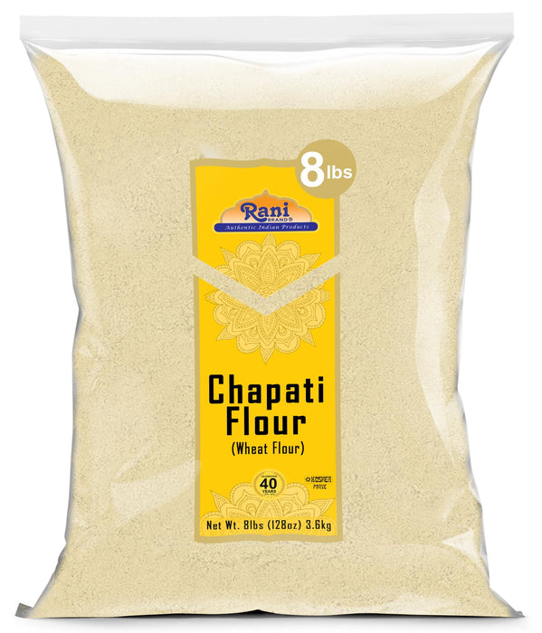 Rani Chapati Flour (100% Pure Whole Wheat Atta), For Making Roti & Indian Breads 128oz (8lbs) 3.63kg Bulk ~ All Natural | Vegan | No Salt or Colors | NON-GMO | Kosher | Indian Origin
