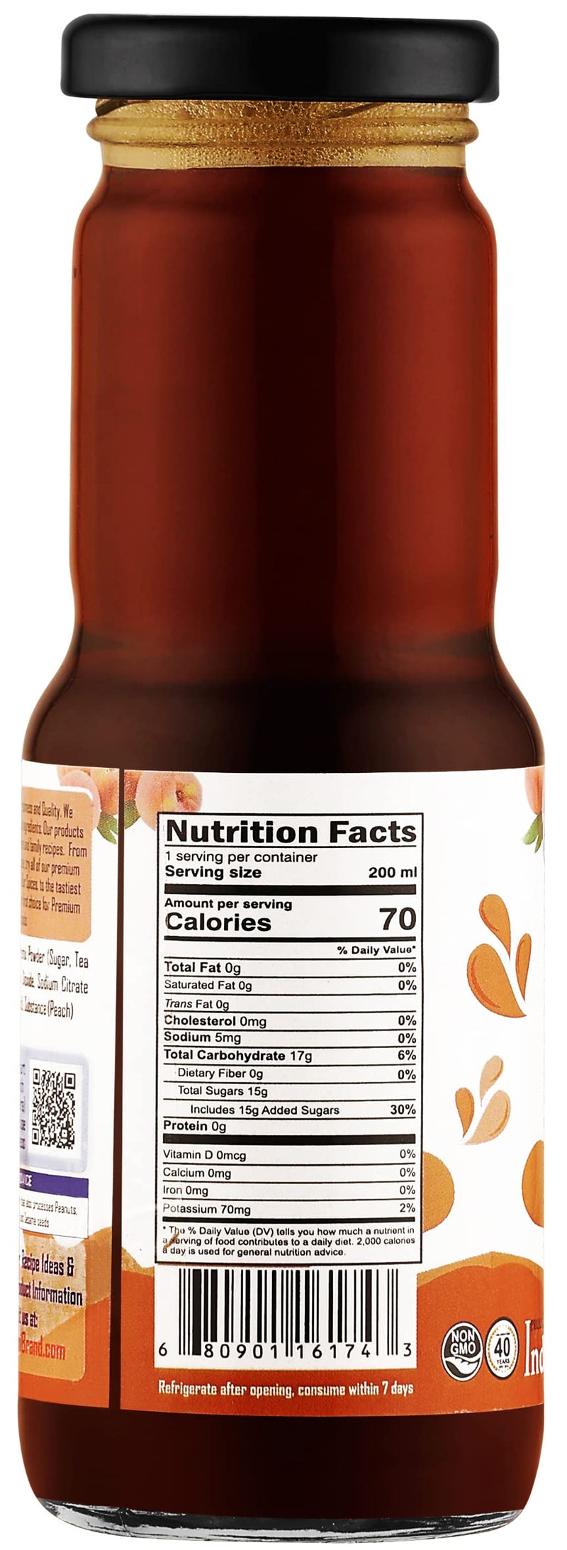 Rani Peach Tea 6.7 fl oz (200 ml) Glass Bottle, Pack of 2 ~ Indian Fruit Beverage | Vegan | Gluten Free | NON-GMO | Indian Origin