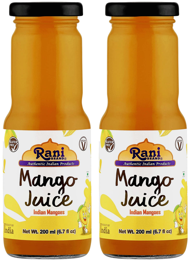 Rani Mango Juice 6.7 fl oz (200 ml) Glass Bottle, Pack of 2 ~ Indian Fruit Beverage | Vegan | Gluten Free | NON-GMO | Indian Origin