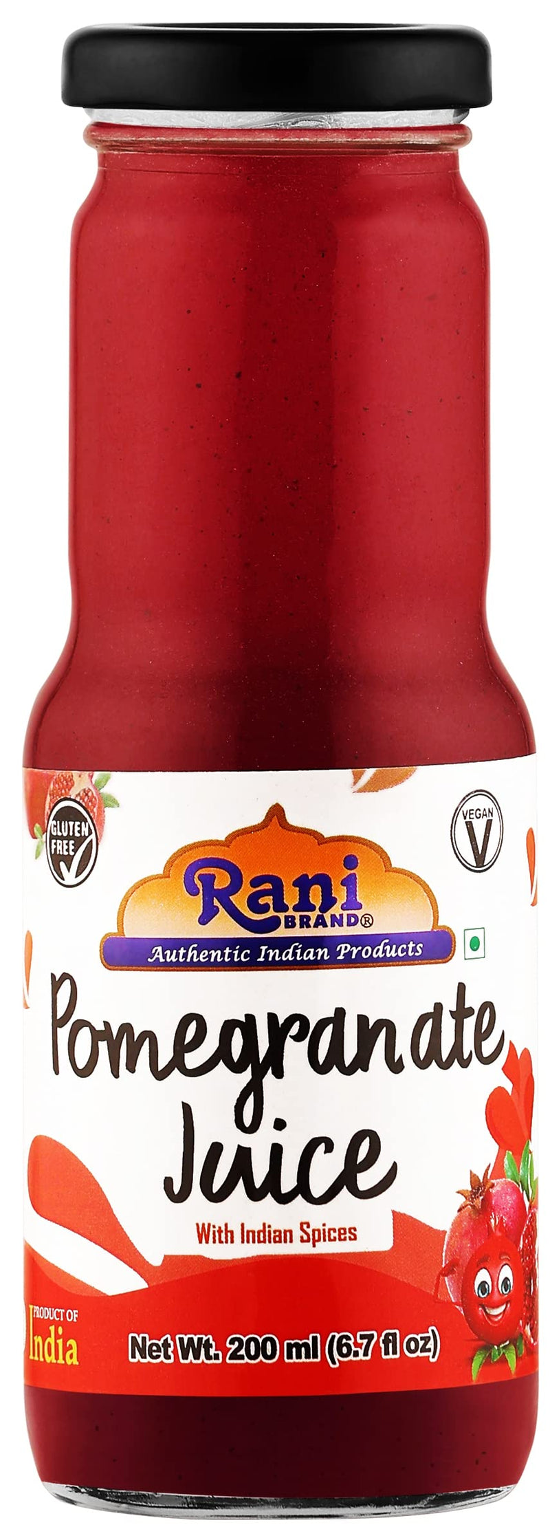 Rani Pomegranate Juice 6.7 fl oz (200 ml) Glass Bottle, Pack of 2 ~ Indian Fruit Beverage | Vegan | Gluten Free | NON-GMO | Indian Origin