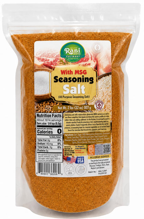 Rani Seasoning Salt with MSG (All Purpose Seasoning Salt) 32oz (2lbs) 908g ~ Gluten Free | NON-GMO | Kosher | Vegan | Sodium Free | Product of USA
