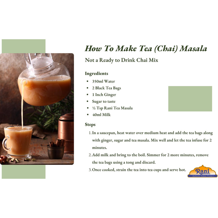 Rani Tea (Chai) Masala Indian Spice Blend 3oz (85g) PET Jar ~ All Natural | Vegan | Gluten Friendly | Salt & Sugar Free | NON-GMO | Kosher | No Colors