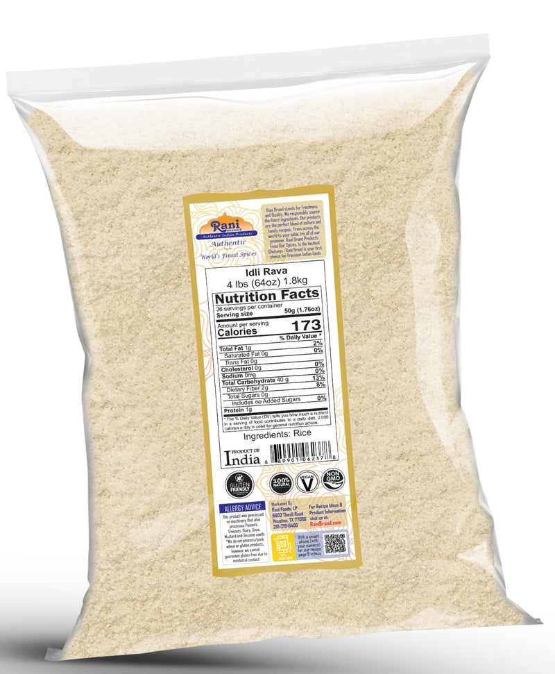 Rani Idly Rava (Parboiled Cream of Rice) 4lbs (64oz) 4 Pound ~ All Natural | Vegan | Gluten Friendly | NON-GMO | Indian Origin