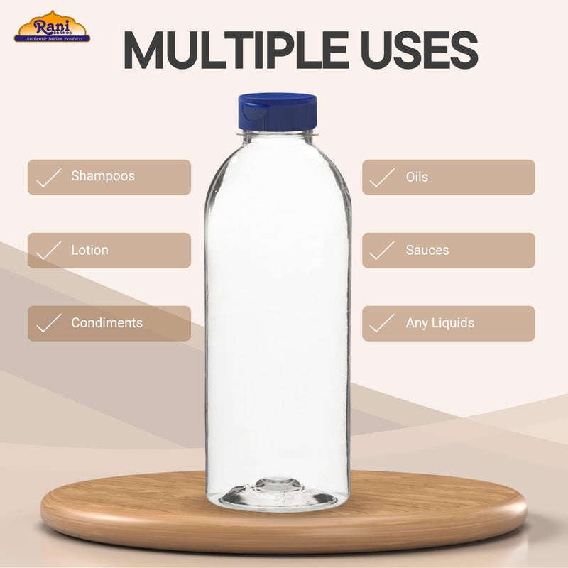 Rani Clear Plastic Bottles | 20oz PET Bottle with Flip-top Caps | BPA - FREE | Home & Commercial Use, Containers for Sauces, Condiments, Shampoo, Lotion, Sanitizer| Made in USA - Pack of 50