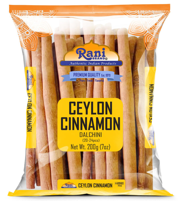 Rani Ceylon Cinnamon Sticks 7oz (200g) ~ 20-24 Sticks 5 Inches in Length, True Ceylon Cinnamon (Not Cassia) ~ All Natural | Vegan | No Colors | Gluten Friendly | NON-GMO | Indian Origin