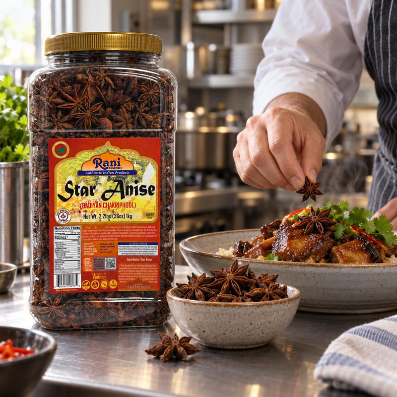 Rani Star Anise Seeds, Whole Pods (Badian Khatai) Spice 35oz (2.2lbs) 1kg PET Jar ~ All Natural | Gluten Friendly | NON-GMO | Kosher | Vegan | Indian Origin