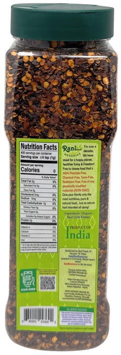 Rani Organic Chilli Flakes 14oz (400g) PET Jar ~ All Natural, No Color added | Gluten Friendly | Vegan | NON-GMO | Kosher | No Salt or fillers | USDA Certified Organic