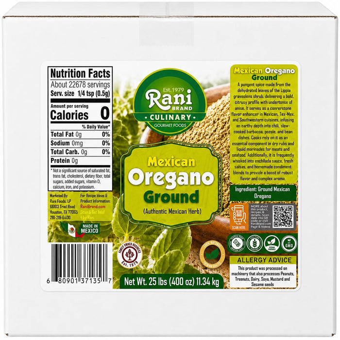 Rani Mexican Oregano Ground (Authentic Mexican Herb) 400oz (25lbs) 11.34kg Bulk Box ~ All Natural | Gluten Free | NON-GMO | Kosher | Vegan | Sodium Free | Product of Mexico