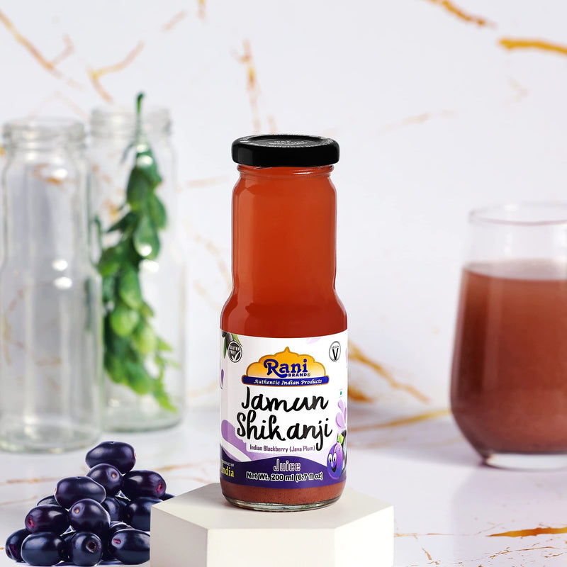 Rani Jamun Shikanji 6.7 fl oz (200 ml) Glass Bottle, Pack of 6 ~ Indian Fruit Beverage | Vegan | Gluten Free | NON-GMO | Indian Origin