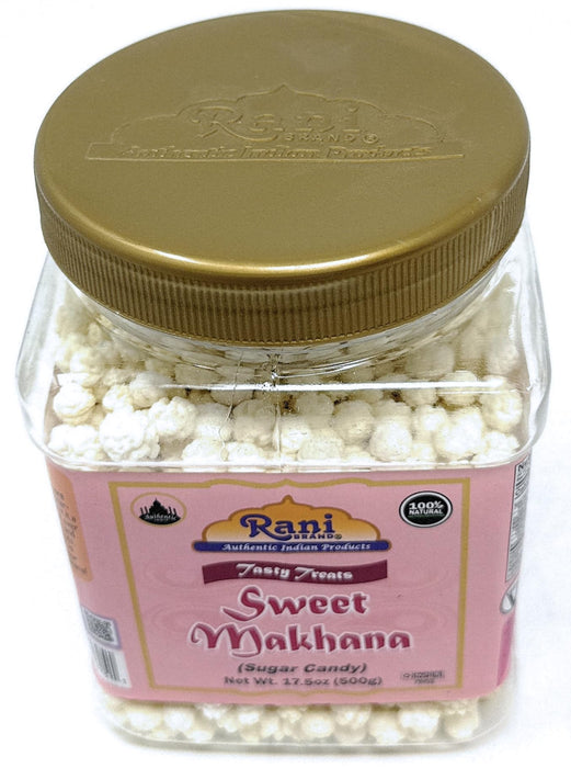Rani Sweet Makhana (Sugar Candy) 17.5oz (1.1lbs) 500g PET Jar ~ All Natural | Vegan | No Preservatives | Gluten Friendly | Indian Origin | Ready to Eat